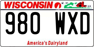 WI license plate 980WXD