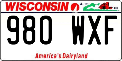 WI license plate 980WXF
