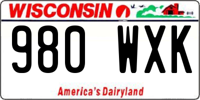 WI license plate 980WXK