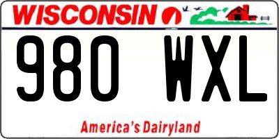 WI license plate 980WXL