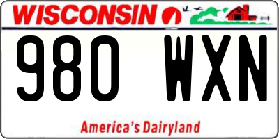 WI license plate 980WXN