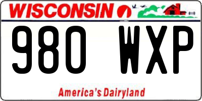 WI license plate 980WXP