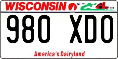 WI license plate 980XDO