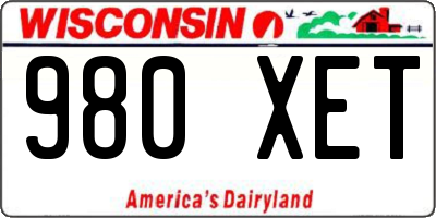 WI license plate 980XET