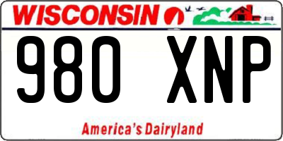 WI license plate 980XNP