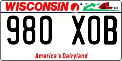 WI license plate 980XOB