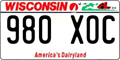 WI license plate 980XOC