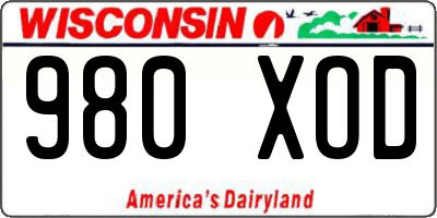 WI license plate 980XOD
