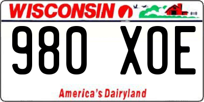 WI license plate 980XOE