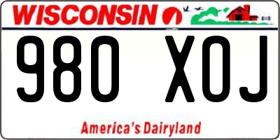 WI license plate 980XOJ