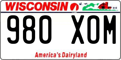 WI license plate 980XOM