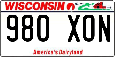 WI license plate 980XON