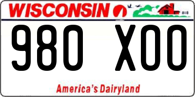 WI license plate 980XOO
