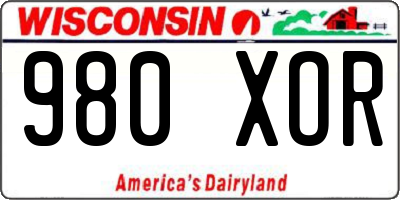 WI license plate 980XOR