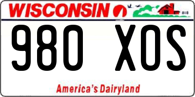 WI license plate 980XOS