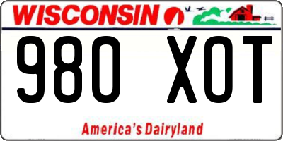 WI license plate 980XOT