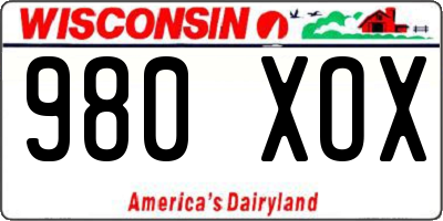 WI license plate 980XOX