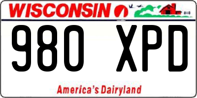 WI license plate 980XPD