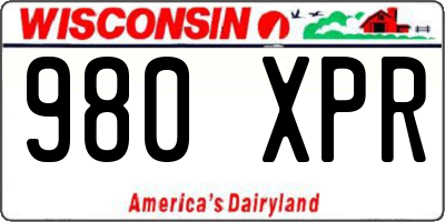 WI license plate 980XPR