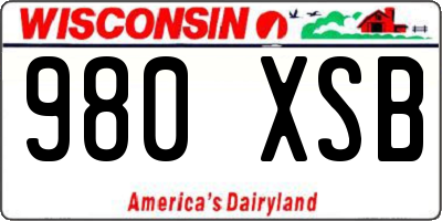 WI license plate 980XSB