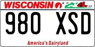 WI license plate 980XSD