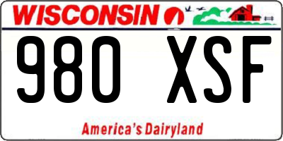 WI license plate 980XSF