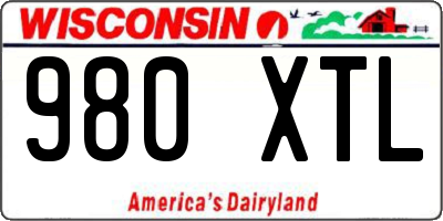 WI license plate 980XTL