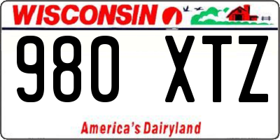 WI license plate 980XTZ
