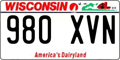 WI license plate 980XVN