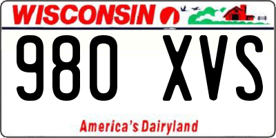 WI license plate 980XVS
