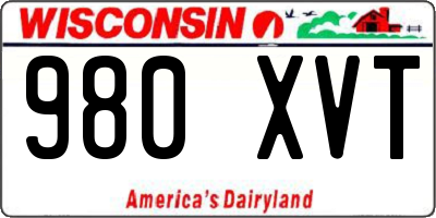 WI license plate 980XVT