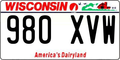 WI license plate 980XVW