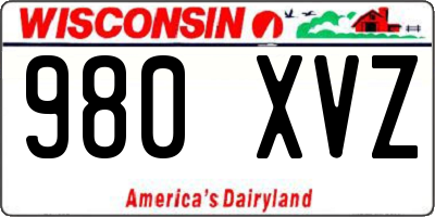 WI license plate 980XVZ