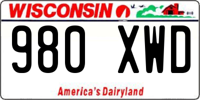WI license plate 980XWD