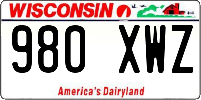 WI license plate 980XWZ