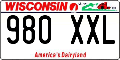 WI license plate 980XXL
