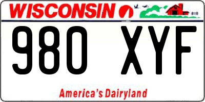 WI license plate 980XYF