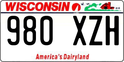 WI license plate 980XZH