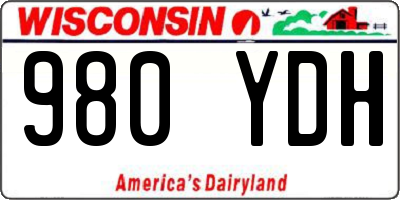 WI license plate 980YDH