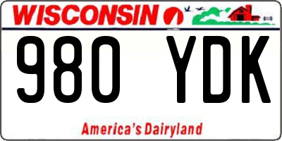 WI license plate 980YDK