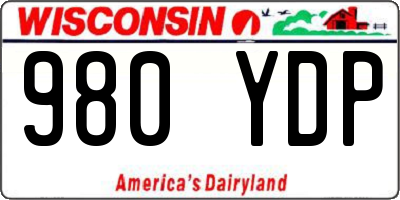 WI license plate 980YDP
