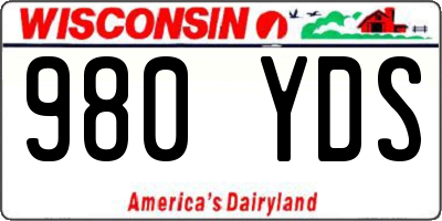 WI license plate 980YDS