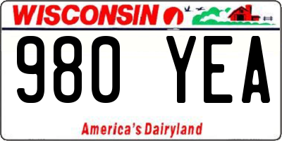WI license plate 980YEA