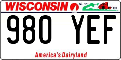 WI license plate 980YEF