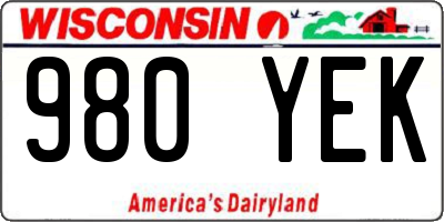 WI license plate 980YEK
