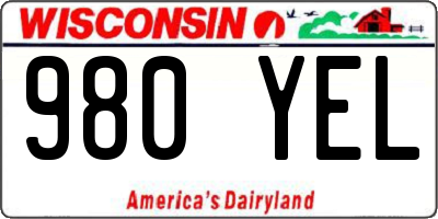 WI license plate 980YEL