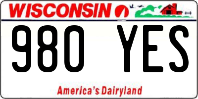 WI license plate 980YES