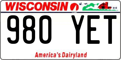 WI license plate 980YET