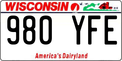 WI license plate 980YFE