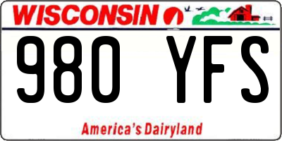 WI license plate 980YFS